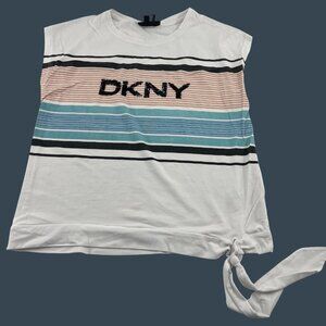 Dkny Womens Striped Sleeveless Top With‎ Side Tie Detail Size Medium Y2k